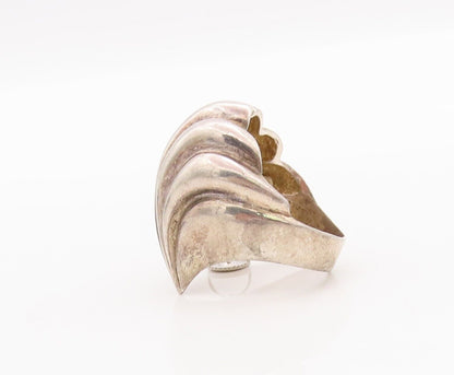 925 Sterling Silver Vintage Ring KRYPELL Solid Carved Swirly Fan  Sz 7.5 RG28221