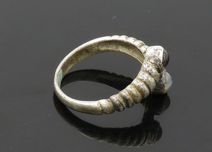 925 Sterling Silver  Vintage Cabochon Topaz Bypass Band Ring Sz 7.5  RG21445