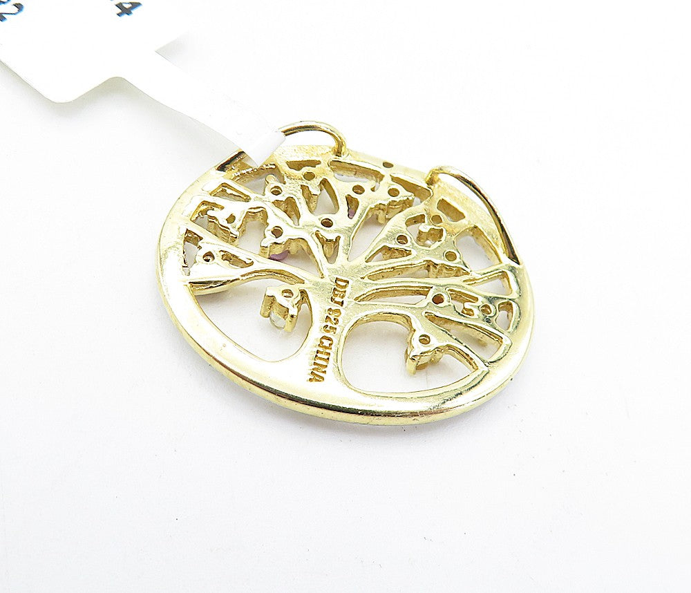 925 Silver Multicolor Topaz & Genuine Diamond Tree Of Life Pendant  PT5090