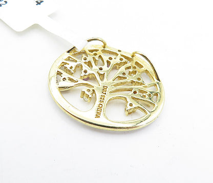 925 Silver Multicolor Topaz & Genuine Diamond Tree Of Life Pendant  PT5090
