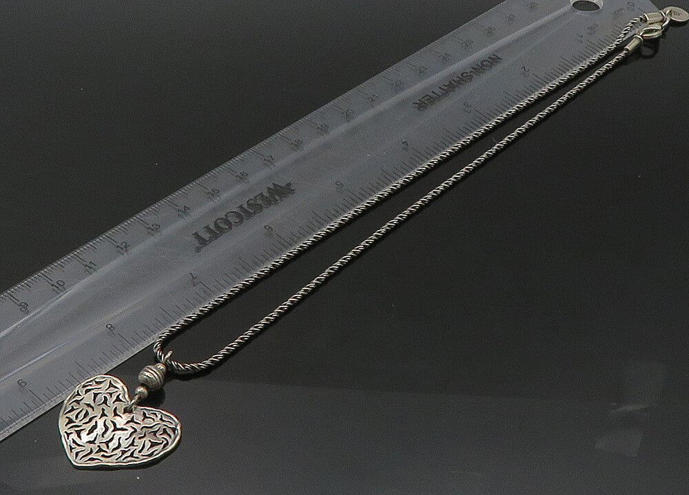 SILPADA 925 Silver  Vintage Cutout Love Heart Twist Chain Necklace  NE3609