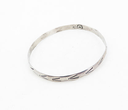 MEXICO 925 Sterling Silver  Vintage Arrow Pattern Bangle Bracelet  BT3848