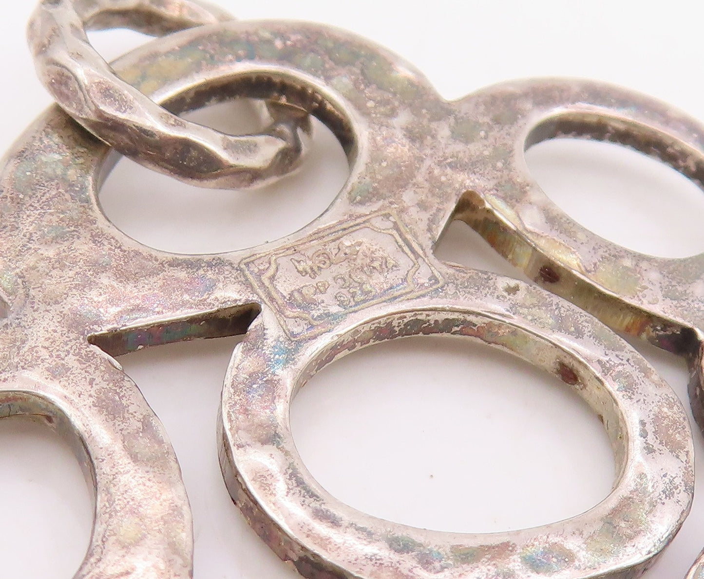 925 Sterling Silver Vintage Pendant IPPOLITA Hammered Floral Medallion  PT25546