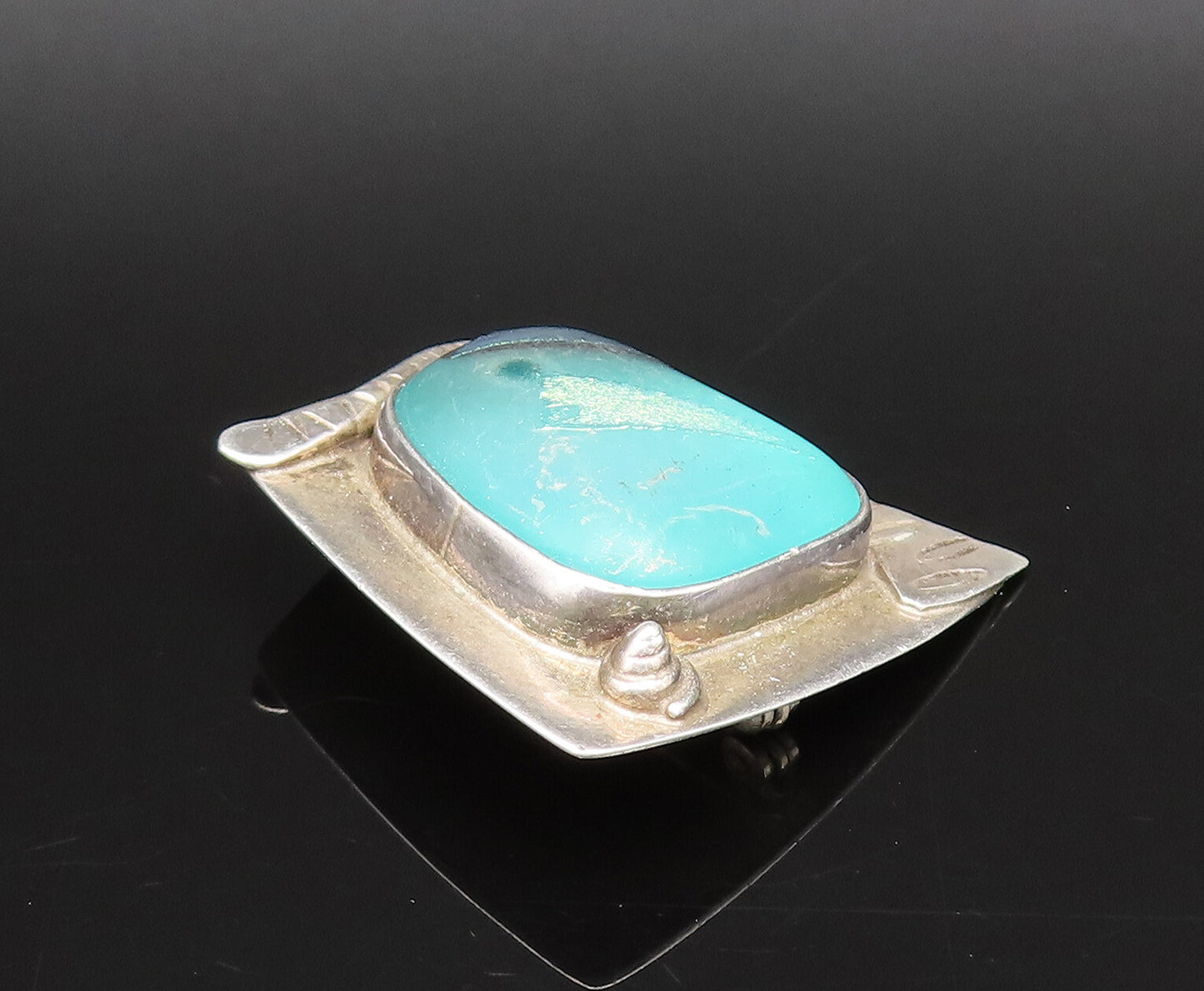 BARBARA SUCHERMAN 925 Silver  Vintage Fused Dichroic Glass Brooch Pin  BP10072