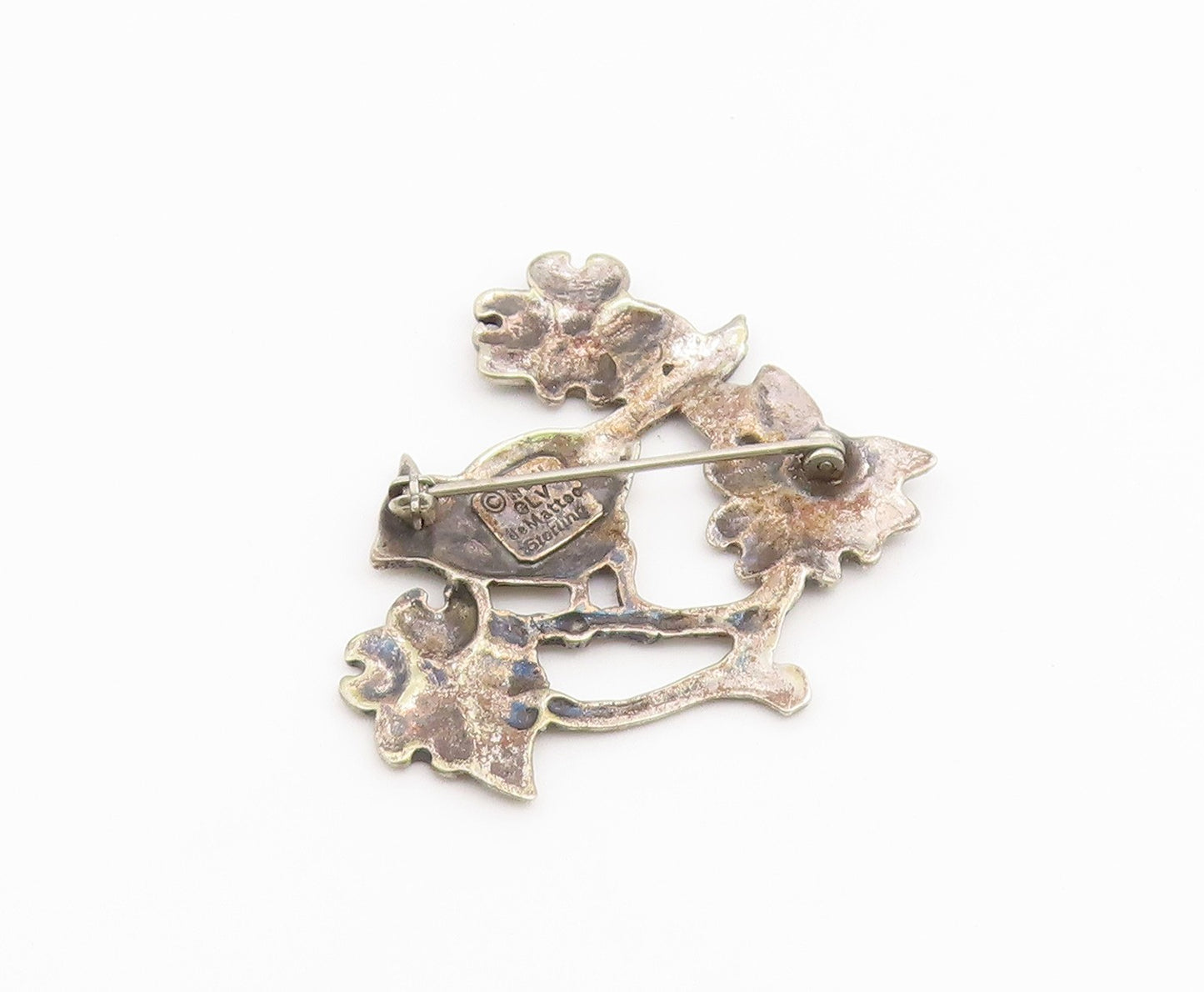 925 Sterling Silver Vintage Brooch Pin HAND & HAMMER Cardinal Bird  BP12657