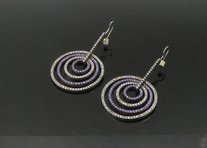 925 Sterling Silver  Vintage Topaz & Tanzanite Graduated Drop Earrings EG10840