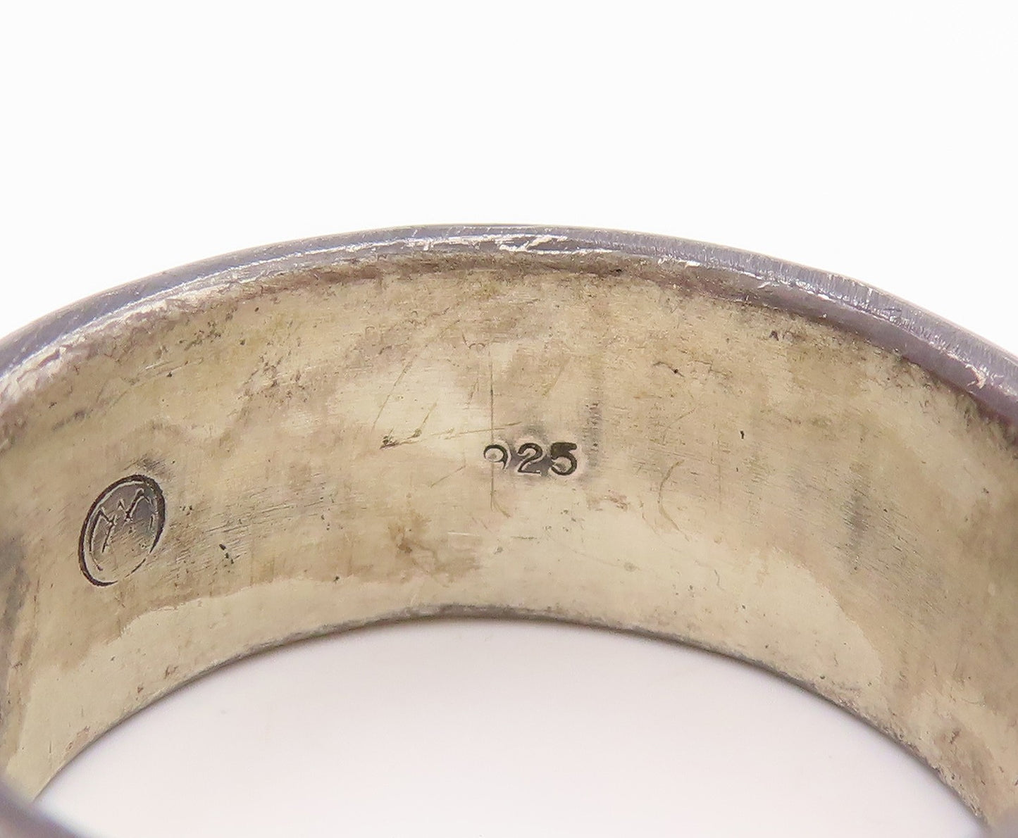 925 Sterling Silver Vintage Ring Two Tone Twisted Wide Band  Sz 12.5  RG35600