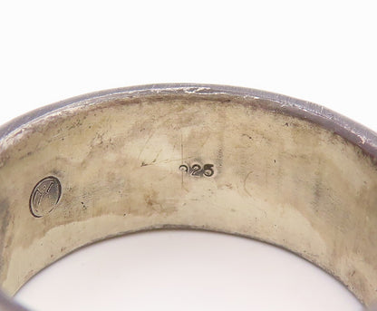 925 Sterling Silver Vintage Ring Two Tone Twisted Wide Band  Sz 12.5  RG35600
