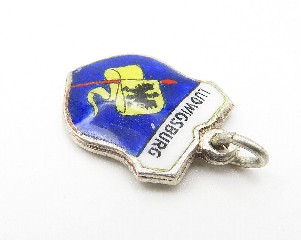 925 Sterling Silver  Vintage Enamel Coated Ludwigsburg Germany Pendant  PT8511