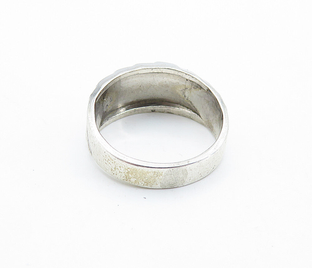 ESPO 925 Silver  Vintage Petite Topaz Shiny Graduated Band Ring Sz 7  RG6664