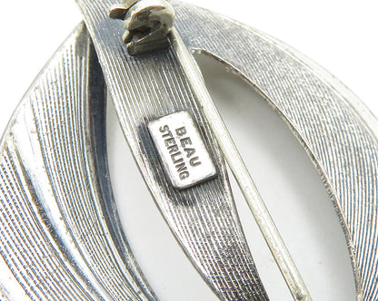 BEAU 925 Sterling Silver  Vintage Dark Tone Textured Brooch Pin  BP7361