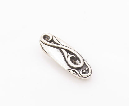 925 Sterling Silver  Vintage Antique Shiny Heavy Swirl Tie Clip  TR2863