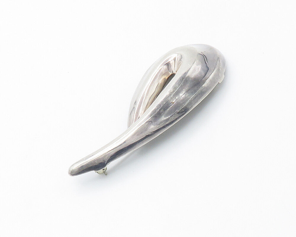 ZINA 925 Sterling Silver  Vintage Modernist Swirl Smooth Brooch Pin  BP5604