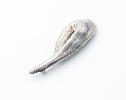 ZINA 925 Sterling Silver  Vintage Modernist Swirl Smooth Brooch Pin  BP5604