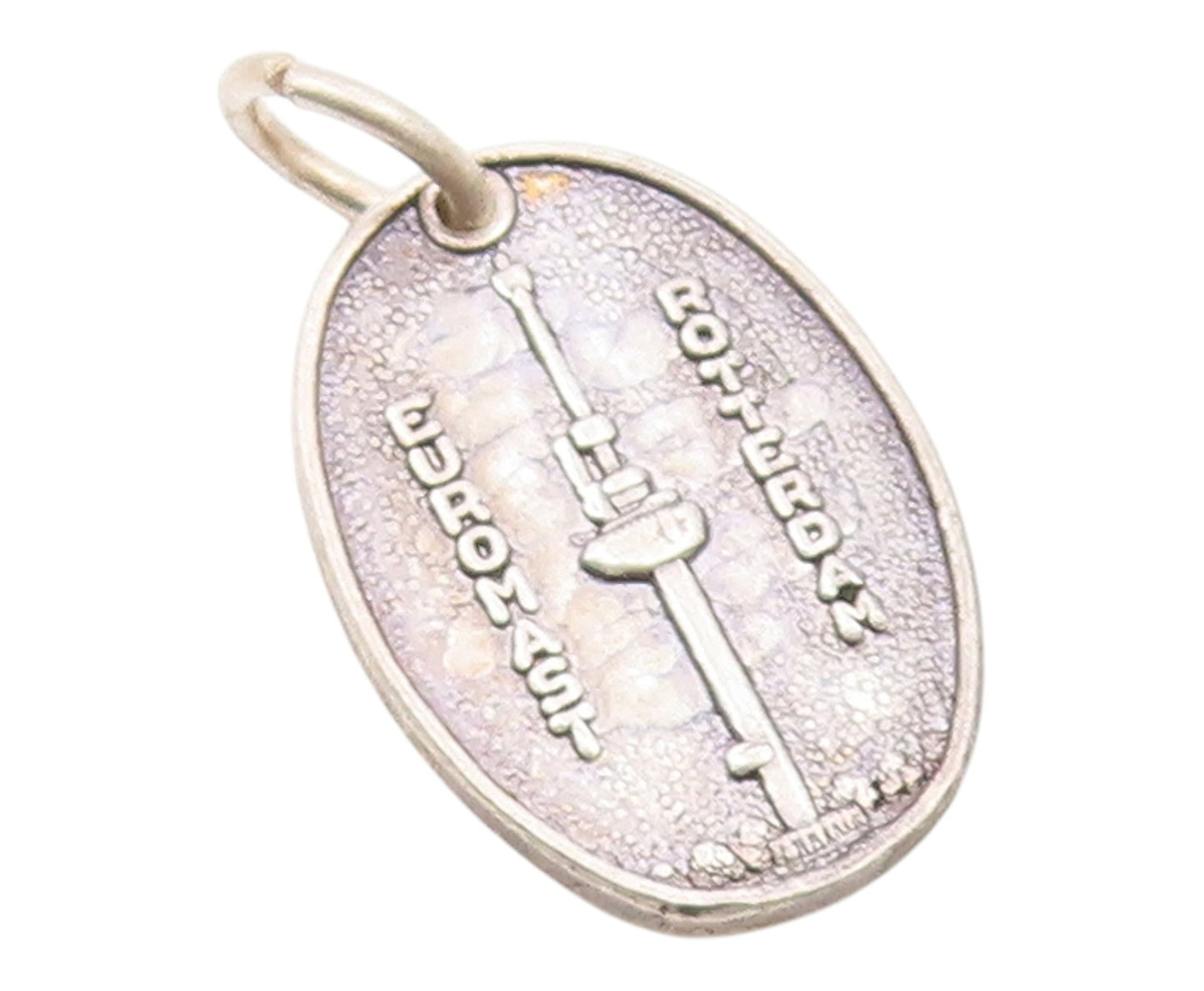 925 Sterling Silver  Vintage Euromast Rotterdam Oval Medal Pendant  PT20674