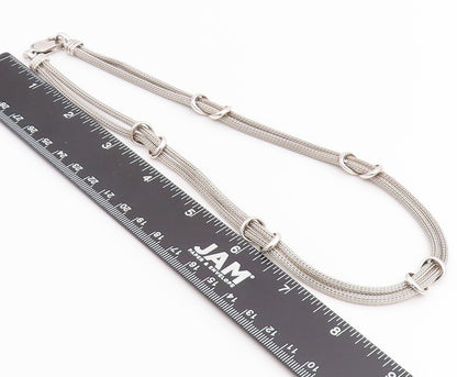 925 Sterling Silver Vintage Necklace Woven Infinity Knot Mesh Choker  NE4792