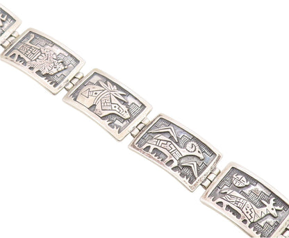 925 Sterling Silver Vintage Bracelet RODERIC TENORIO Storyteller Panel  BT12130