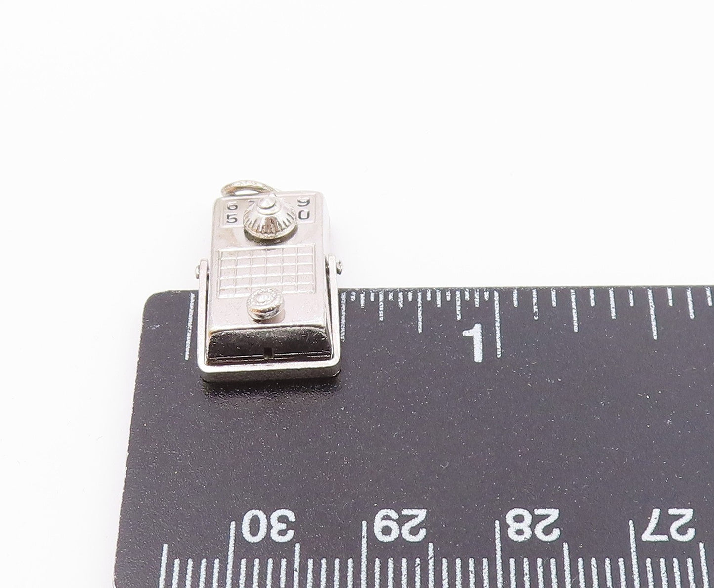 925 Sterling Silver  Vintage Shiny Etched Numbers Square Pendant  PT16910