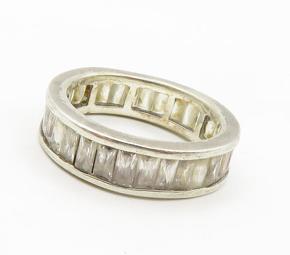 925 Sterling Silver  Cubic Zirconia Shiny Eternity Band Ring Sz 7  RG15033
