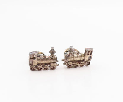 925 Sterling Silver Vintage Cuff Links Antique Dark Tone Train Engine   TR3884