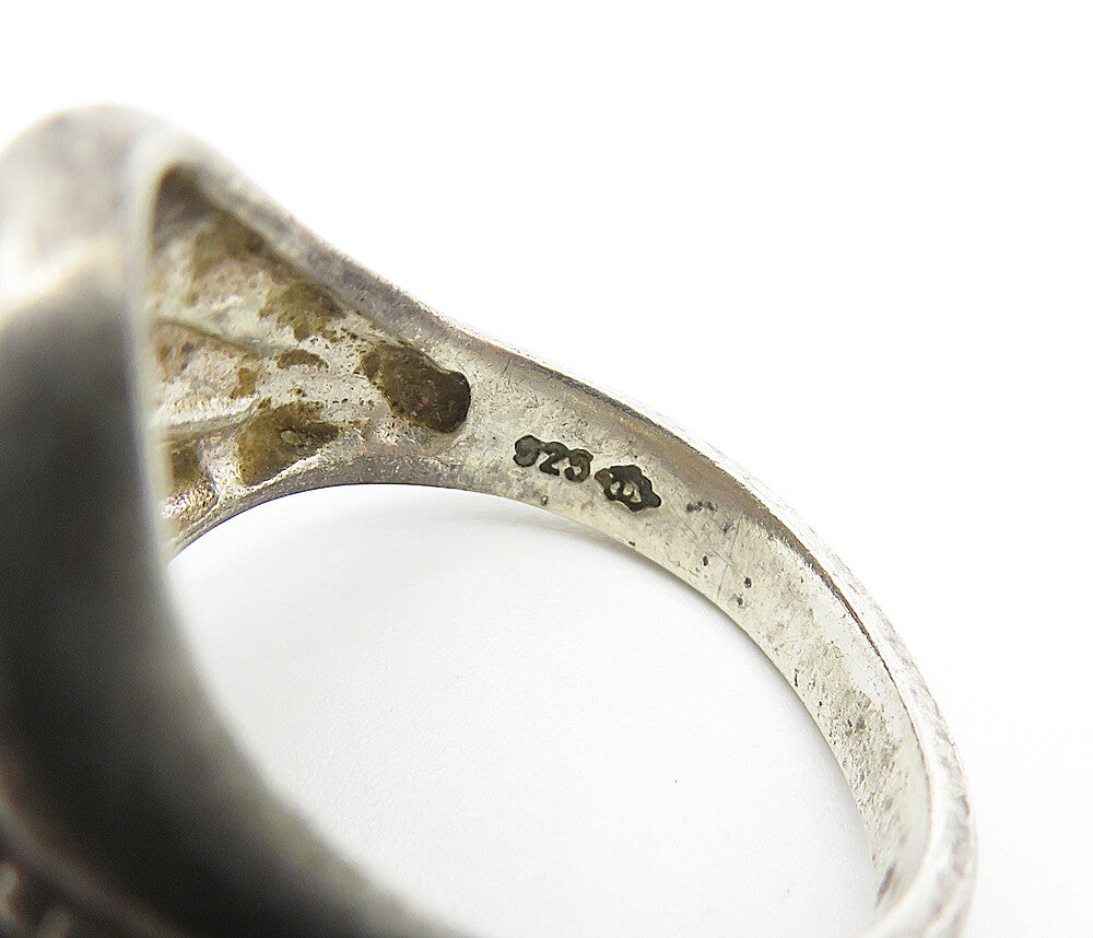 925 Sterling Silver  Vintage Dark Tone Fluted Dome Twist Band Ring Sz 7 RG3556