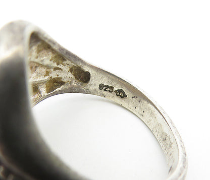 925 Sterling Silver  Vintage Dark Tone Fluted Dome Twist Band Ring Sz 7 RG3556