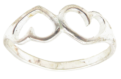 925 Sterling Silver  Shiny Smooth Open Love Hearts Band Ring Sz 8  RG10910