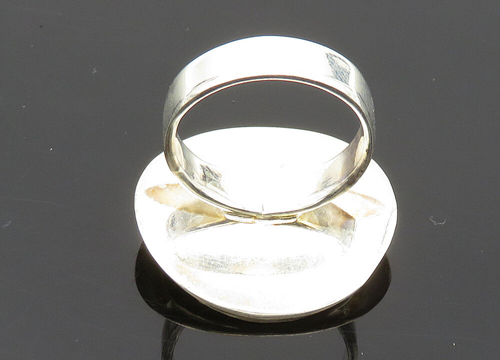 925 Sterling Silver  Vintage Shiny Etched Detail Round Band Ring Sz 6  RG20457