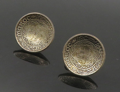 925 Sterling Silver   Vintage Moroccan Coin Non Pierce Earrings  EG8923