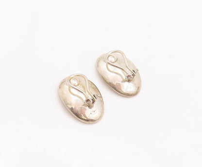 925 Sterling Silver Vintage Earrings Solid Designer Oval Bowl Shape  EG13139
