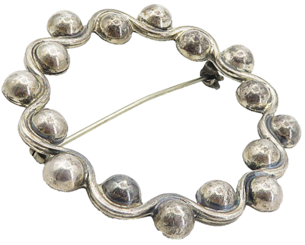 MEXICO 925 Sterling Silver  Vintage Dark Tone Swirl Domes Brooch Pin  BP3159