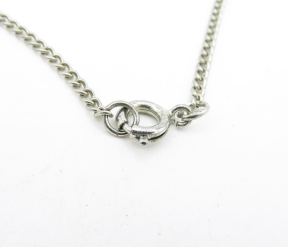 925 Sterling Silver  Vintage Amethyst Petite Curb Link Chain Necklace  NE1088