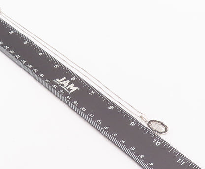 925 Sterling Silver Vintage Necklace Minimalist Inlay Onyx & Topaz Hamas  NE4241