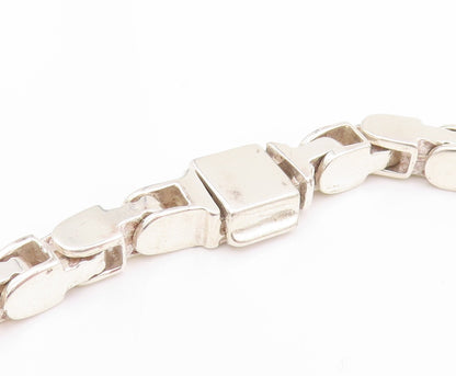 925 Sterling Silver Vintage Necklace Modernist Mariner Link Solid Chain  NE4675