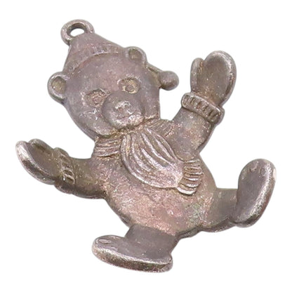 GORHAM 925 Silver  Vintage Bundled Teddy Bear With Open Arms Pendant  PT21021