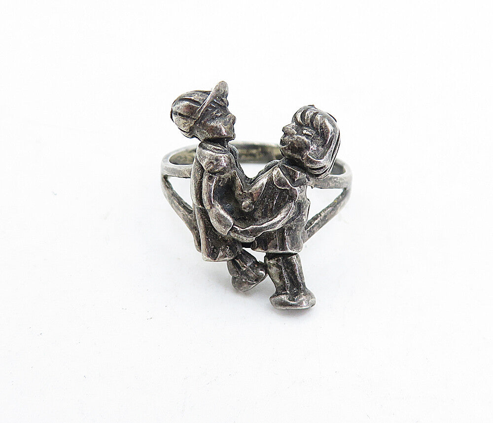 925 Sterling Silver  Vintage Oxidized Children Band Ring (MOVES) Sz 6.5 RG5740