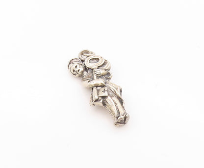 925 Sterling Silver Vintage Pendant Carved Girl Holding Key Of Life  PT24120