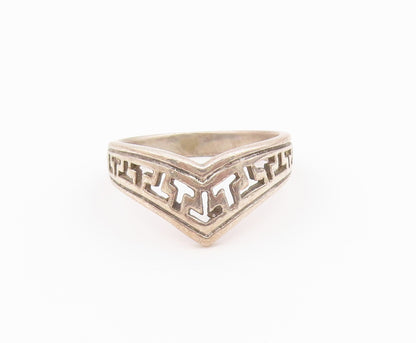 925 Sterling Silver Vintage Ring Classic Initial T Cutout Band  Sz 8  RG36592