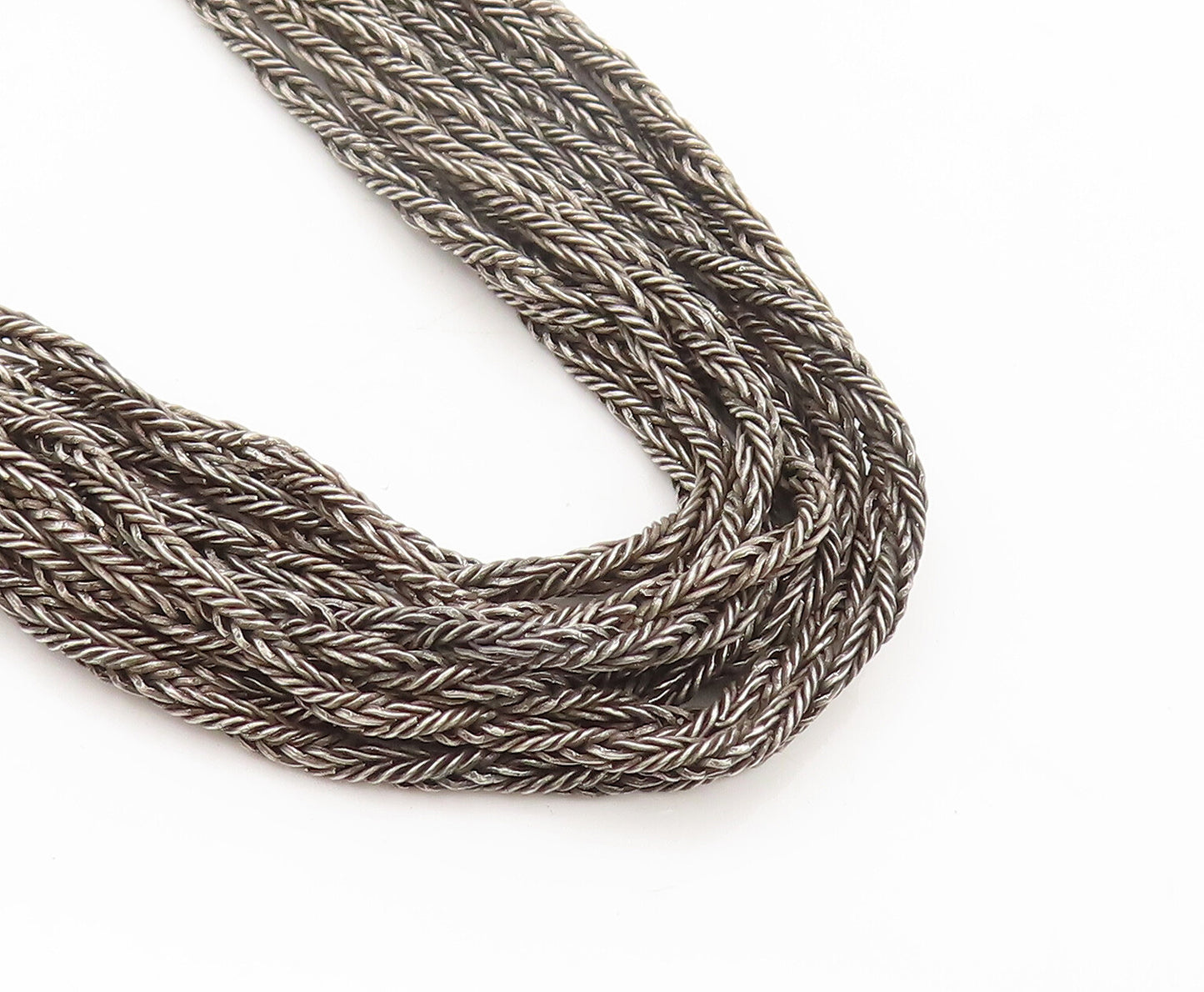 Solid Silver  Vintage Designer Breaded Multi Chain Royal Necklace  NE4061