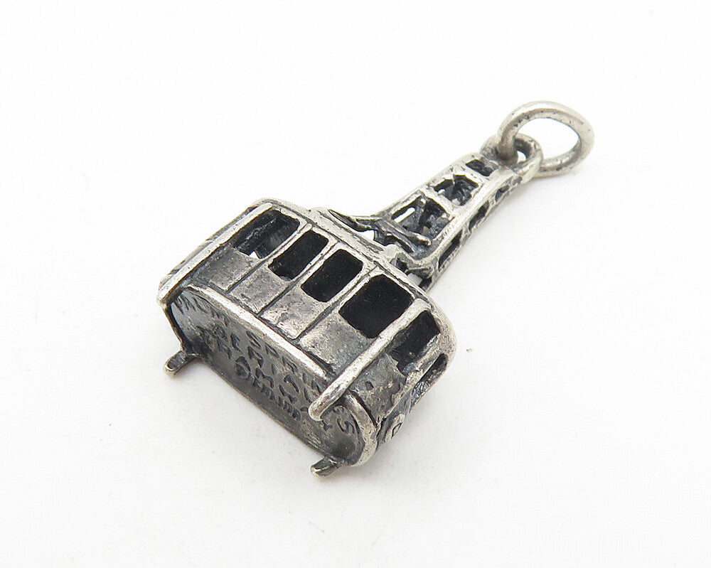 925 Sterling Silver  Vintage Petite Oxidized Cable Lift Motif Pendant  PT8906