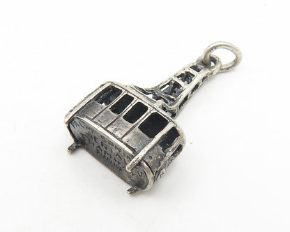 925 Sterling Silver  Vintage Petite Oxidized Cable Lift Motif Pendant  PT8906