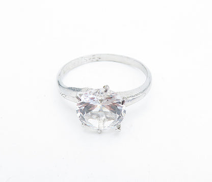 UNCAS 925 Sterling Silver  Prong Set Topaz Shiny Solitaire Ring Sz 8  RG7379