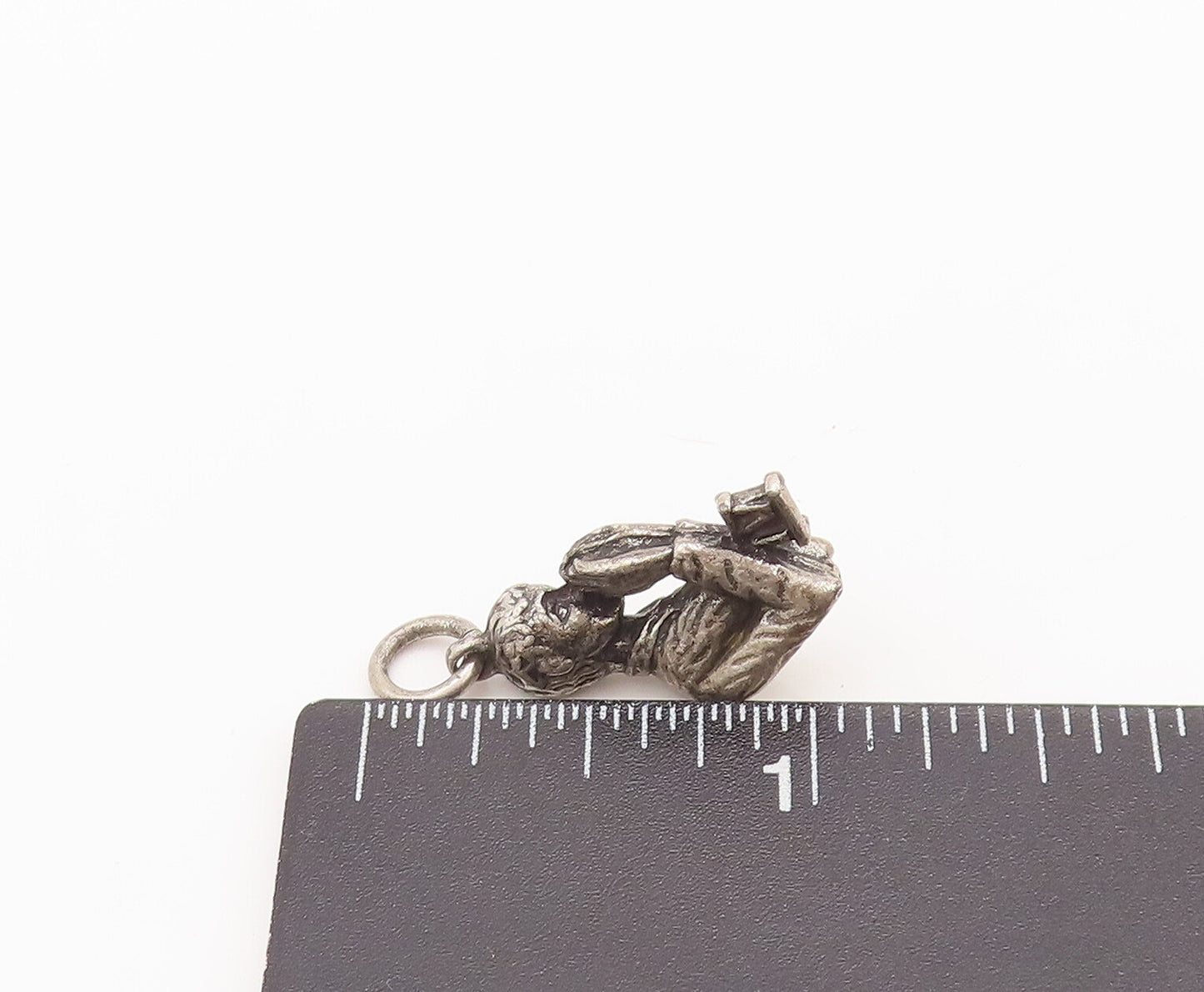925 Sterling Silver Vintage Pendant Solid 3D Carved Roman Praying Man  PT22665