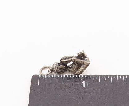 925 Sterling Silver Vintage Pendant Solid 3D Carved Roman Praying Man  PT22665
