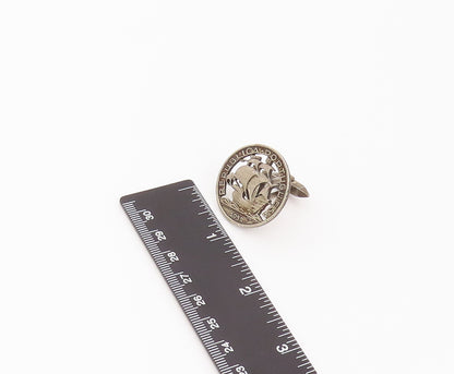925 Silver  Vintage Antique Portuguese Republic Cutout Ship Cufflinks TR3474