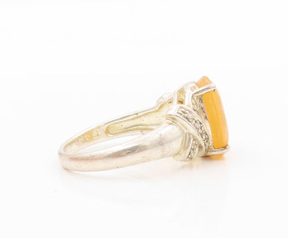 925 Sterling Silver Vintage Ring Genuine Diamonds & Fire Topaz  Sz 10  RG31930