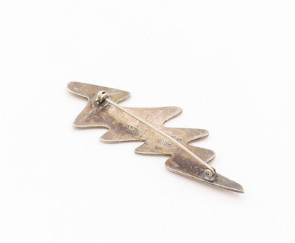 925 Sterling Silver Vintage Brooch Pin MEXICO Brutalist Cutout Thunder  BP11264