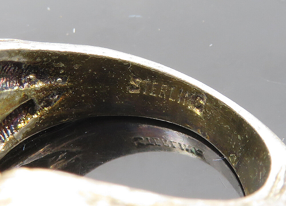 925 Sterling Silver  Vintage Topaz Textured Loop Band Ring Sz 6  RG21677