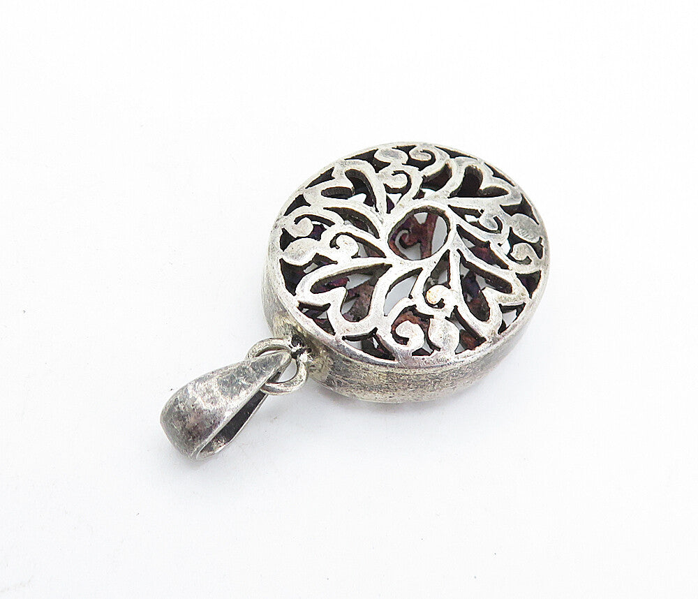 925 Sterling Silver  Vintage Open Love Heart Swirl Design Oval Pendant  PT4673