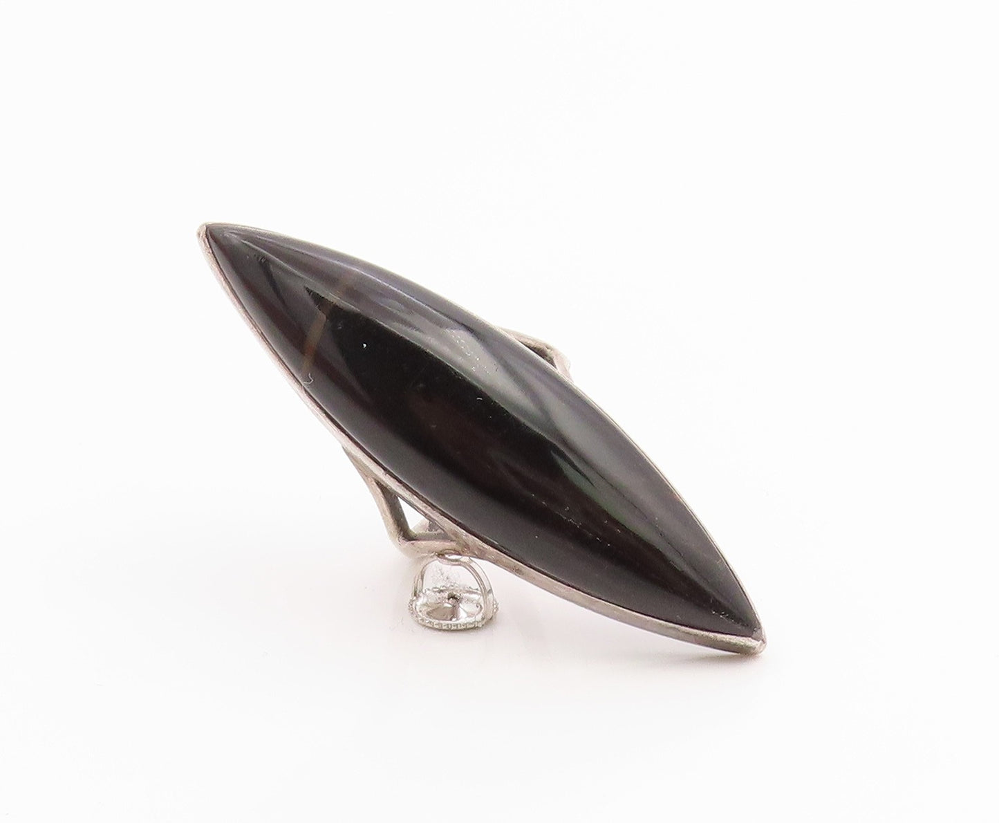 925 Sterling Silver Vintage Ring Marquise Shape Black Onyx Band  Sz 5.5  RG35454